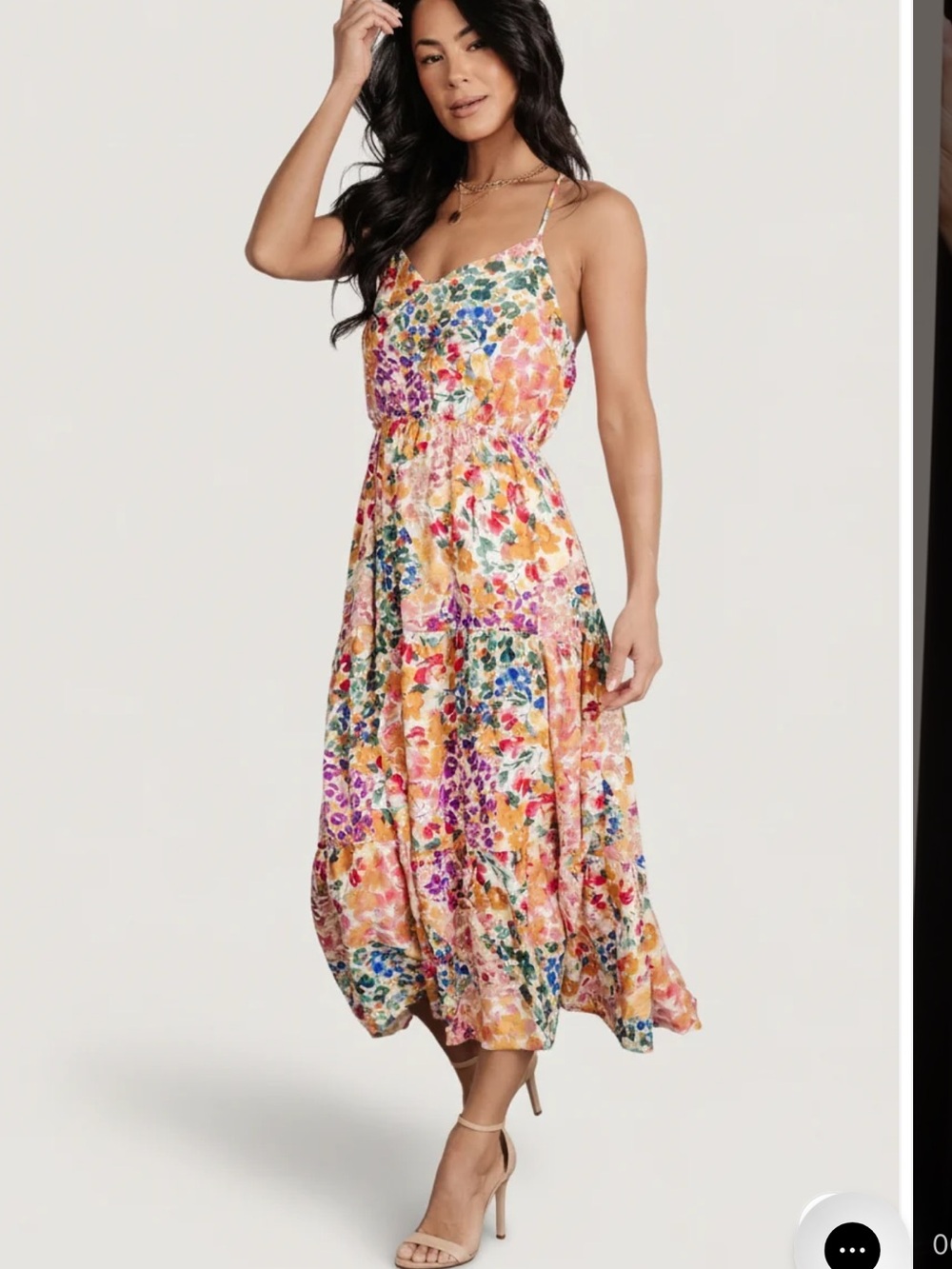 Baltic Born Coronado Midi Dress Women's XL Floral Tiered B27